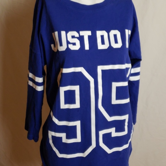 Nike Blue Quarter sleeve Sz M "Just do it" 95 - Picture 6 of 9